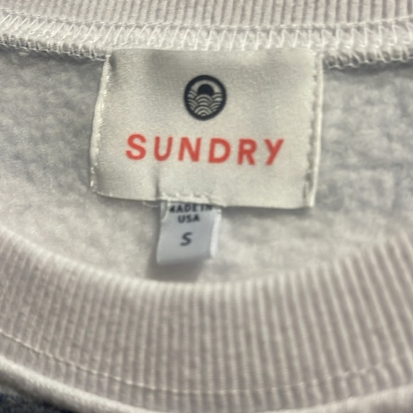 Sundry by Anthropology Cropped Crewneck Heart Striped Sweatshirt - Picture 8 of 10